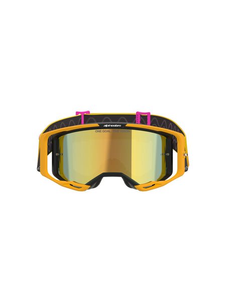 Brýle Alpinestars Vision 8 Corp oranžová/žlutá/růžová, zrcadlové zlaté plexi