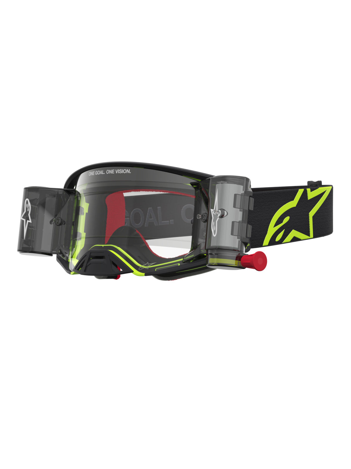 Brýle Alpinestars Supertech Firma ROLL-OFF Wide Vision černá/žlutá fluo, čiré plexi a roll-off systém