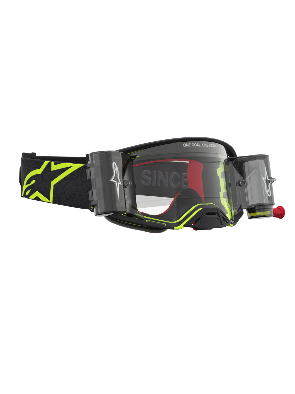 Brýle Alpinestars Supertech Firma ROLL-OFF Wide Vision černá/žlutá fluo, čiré plexi a roll-off systém