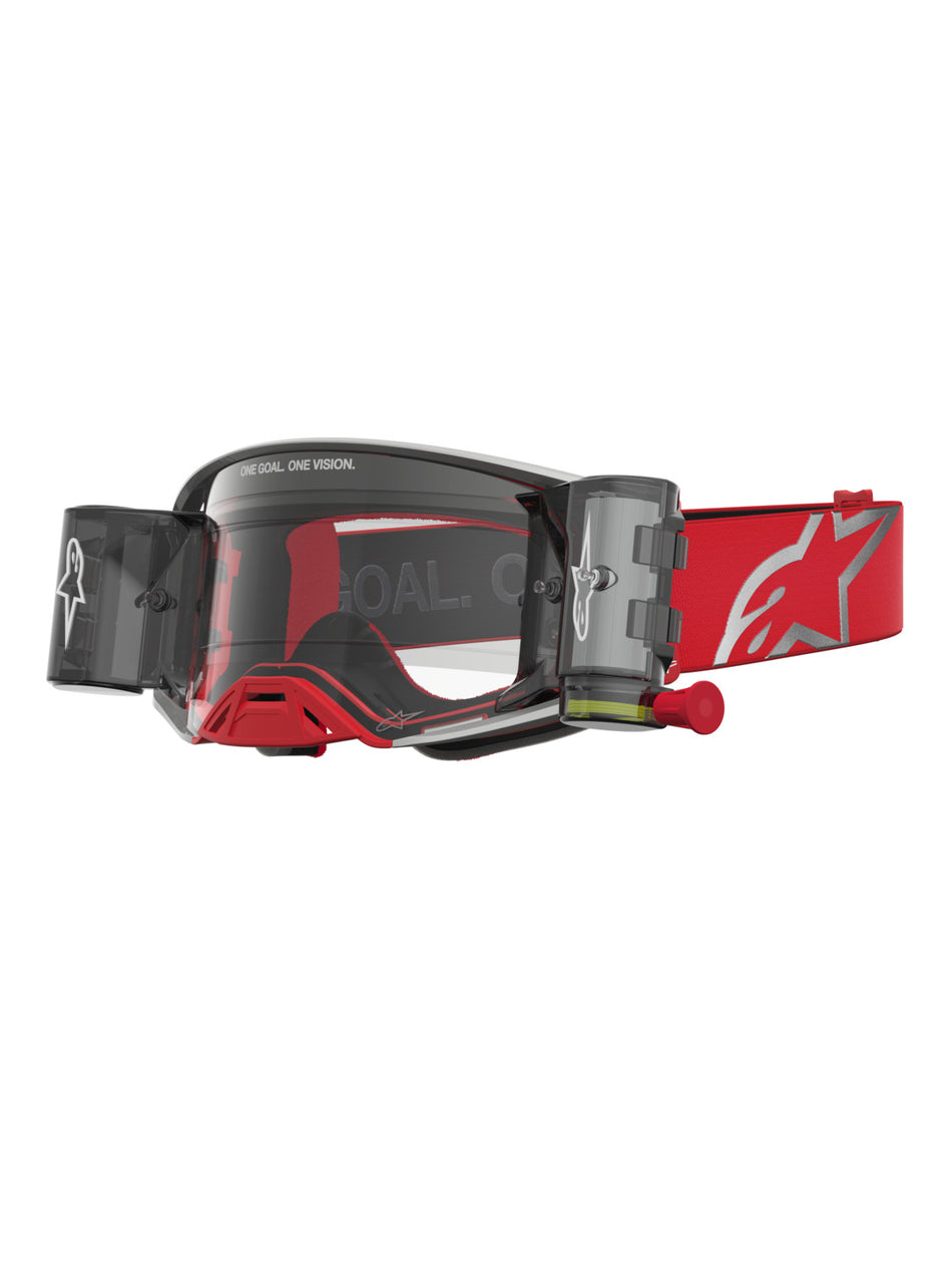 Brýle Alpinestars Supertech Firma ROLL-OFF Wide Vision červená/stříbrná, čiré plexi a roll-off systém