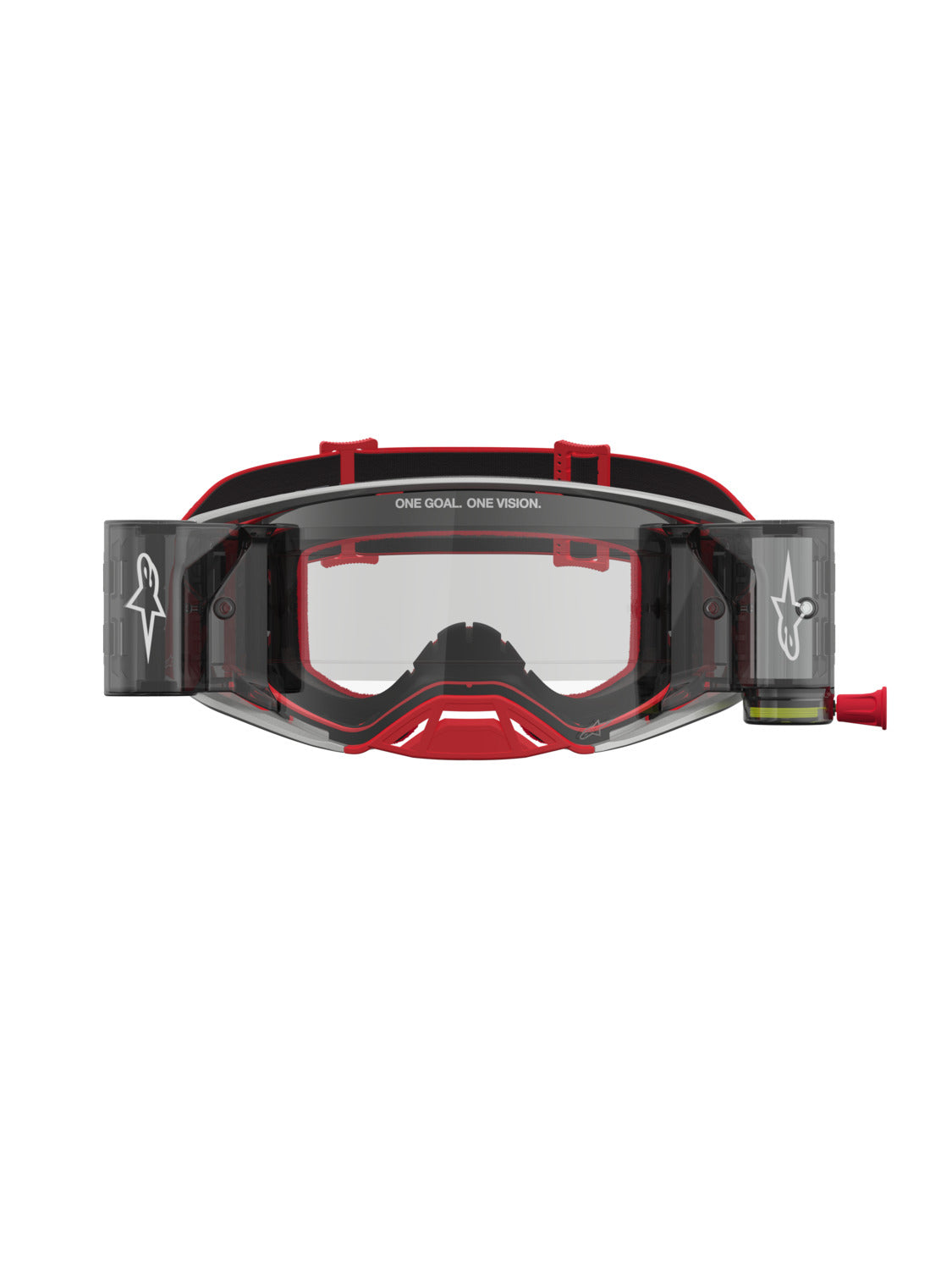 Brýle Alpinestars Supertech Firma ROLL-OFF Wide Vision červená/stříbrná, čiré plexi a roll-off systém