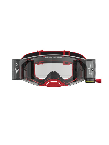 Brýle Alpinestars Supertech Firma ROLL-OFF Wide Vision červená/stříbrná, čiré plexi a roll-off systém