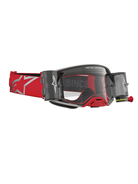 Brýle Alpinestars Supertech Firma ROLL-OFF Wide Vision červená/stříbrná, čiré plexi a roll-off systém