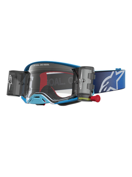 Brýle Alpinestars Supertech Firma ROLL-OFF Wide Vision modrá/stříbrná, čiré plexi a roll-off systém