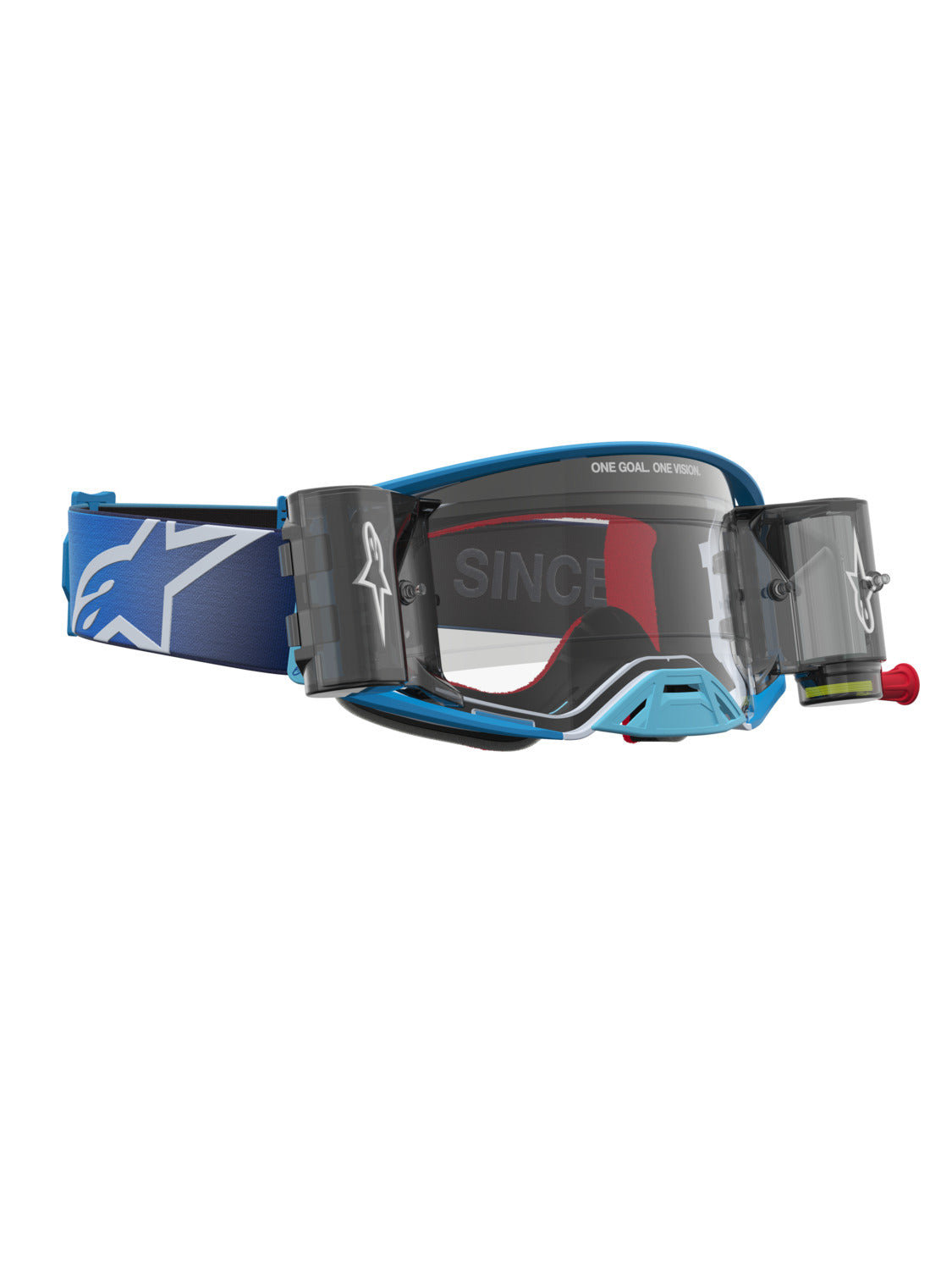 Brýle Alpinestars Supertech Firma ROLL-OFF Wide Vision modrá/stříbrná, čiré plexi a roll-off systém