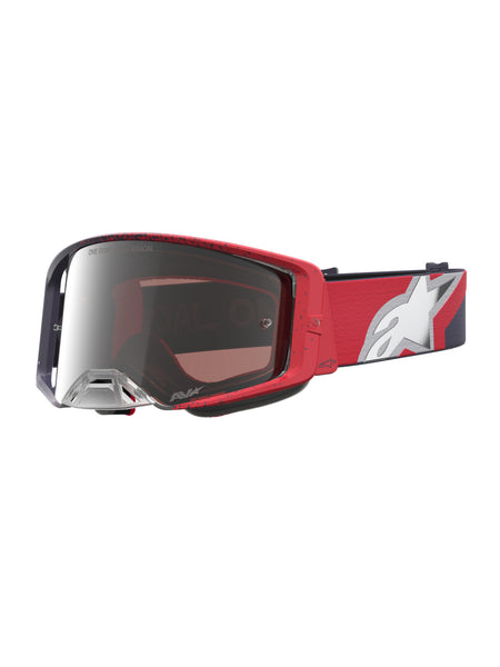 Brýle Alpinestars Supertech Hiten černá/červená, zrcadlové stříbrné plexi
