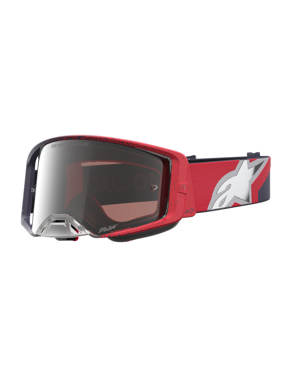 Brýle Alpinestars Supertech Hiten černá/červená, zrcadlové stříbrné plexi