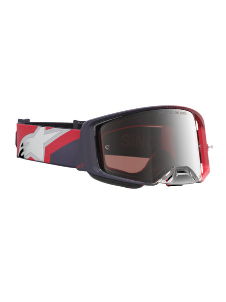 Brýle Alpinestars Supertech Hiten černá/červená, zrcadlové stříbrné plexi