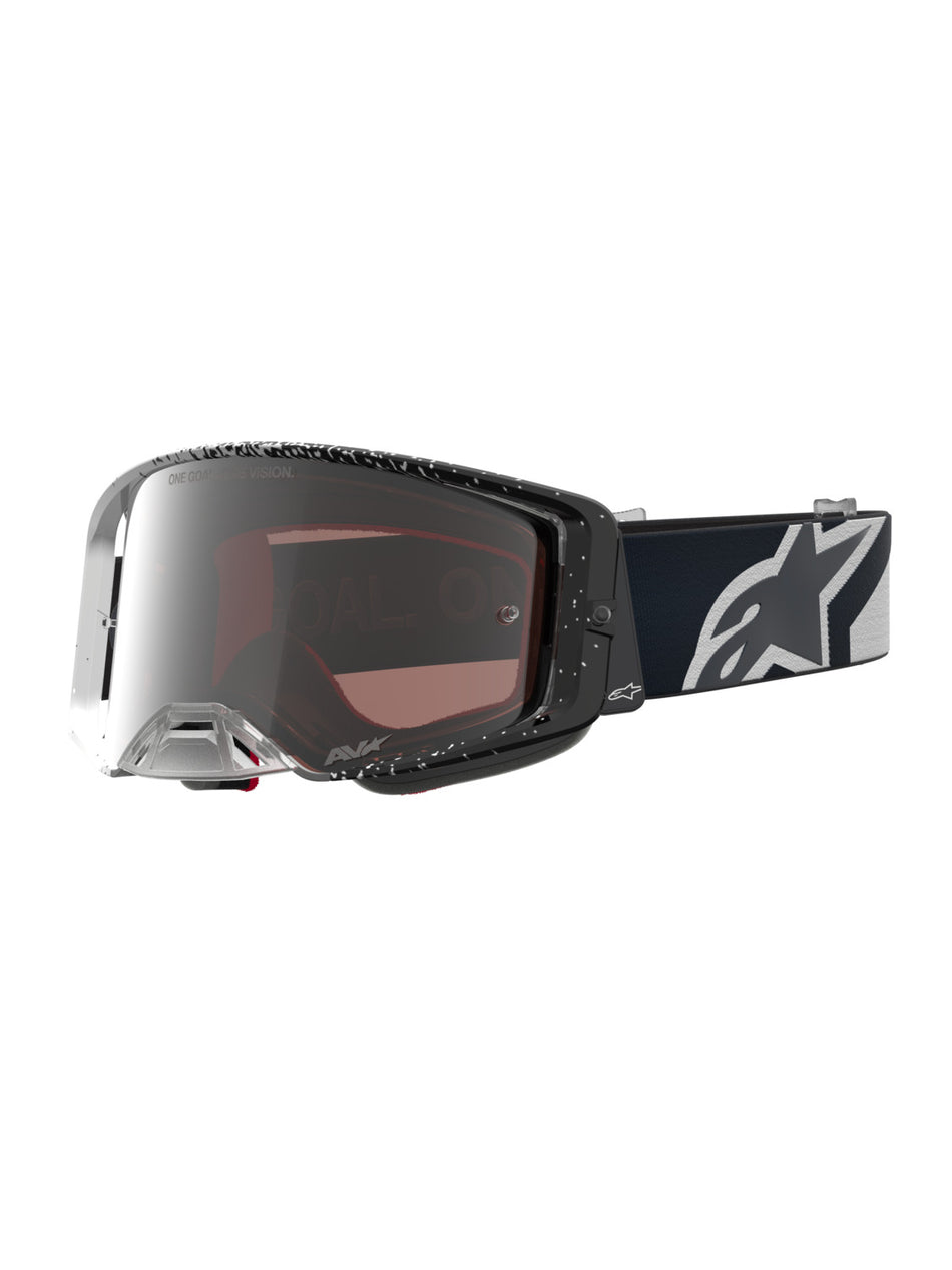 Brýle Alpinestars Supertech Hiten bílá/černá, zrcadlové stříbrné plexi
