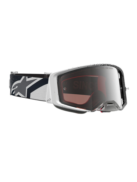 Brýle Alpinestars Supertech Hiten bílá/černá, zrcadlové stříbrné plexi