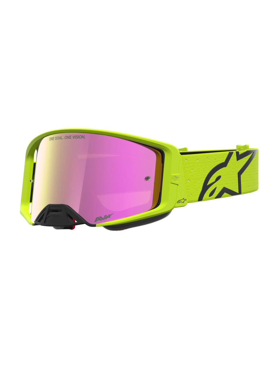 Brýle Alpinestars Supertech Vesta žlutá fluo/černá, zrcadlové červené plexi