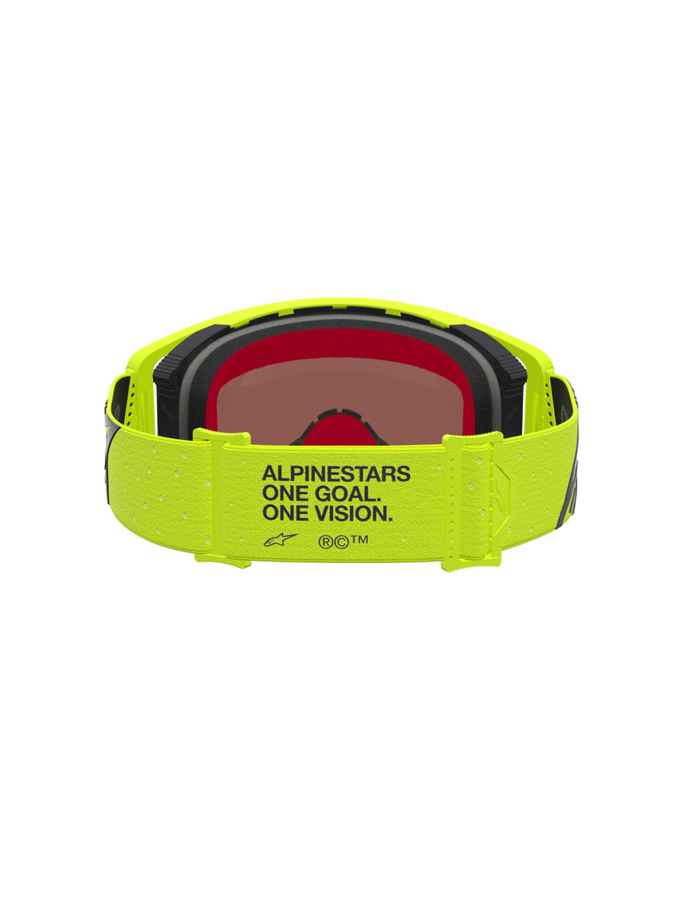 Brýle Alpinestars Supertech Vesta žlutá fluo/černá, zrcadlové červené plexi