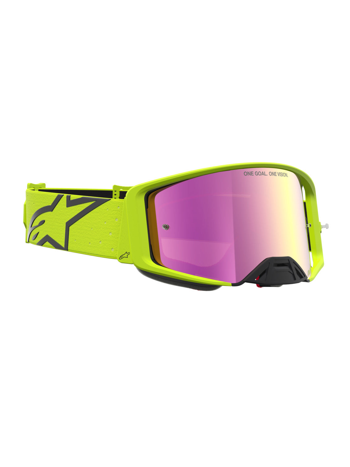 Brýle Alpinestars Supertech Vesta žlutá fluo/černá, zrcadlové červené plexi