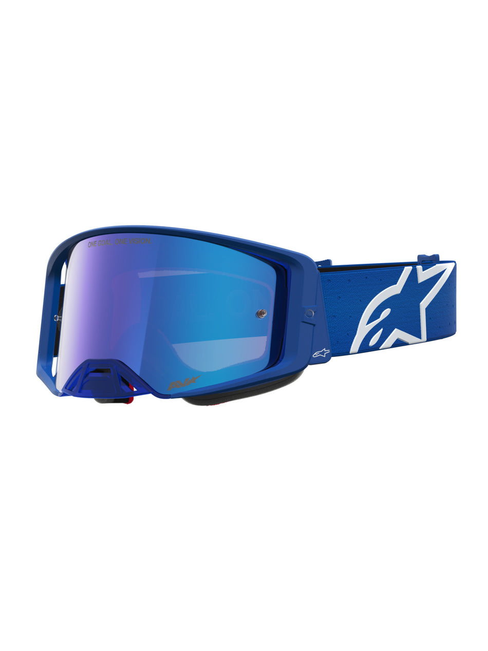Brýle Alpinestars Supertech Vesta modrá/bílá, zrcadlové modré plexi