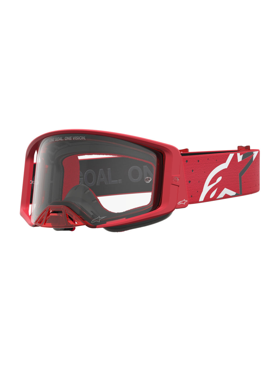 Brýle Alpinestars Supertech Vesta červená fluo/chrom, čiré plexi