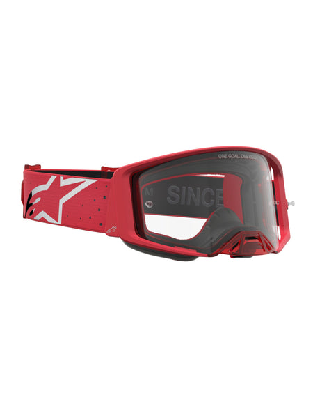 Brýle Alpinestars Supertech Vesta červená fluo/chrom, čiré plexi