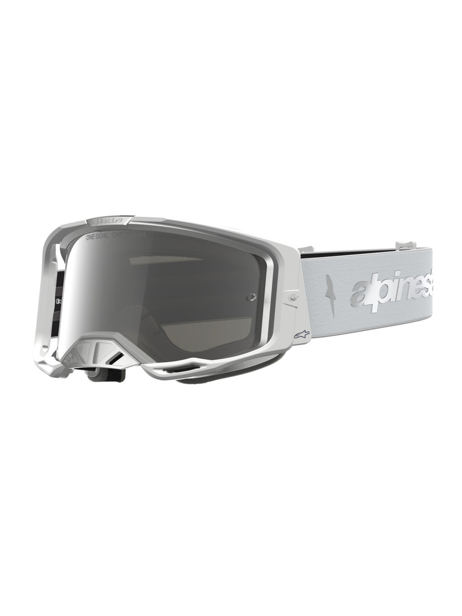 Brýle Alpinestars Vision 8 Amber bílá/stříbrná, zrcadlové stříbrné plexi