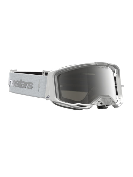 Brýle Alpinestars Vision 8 Amber bílá/stříbrná, zrcadlové stříbrné plexi