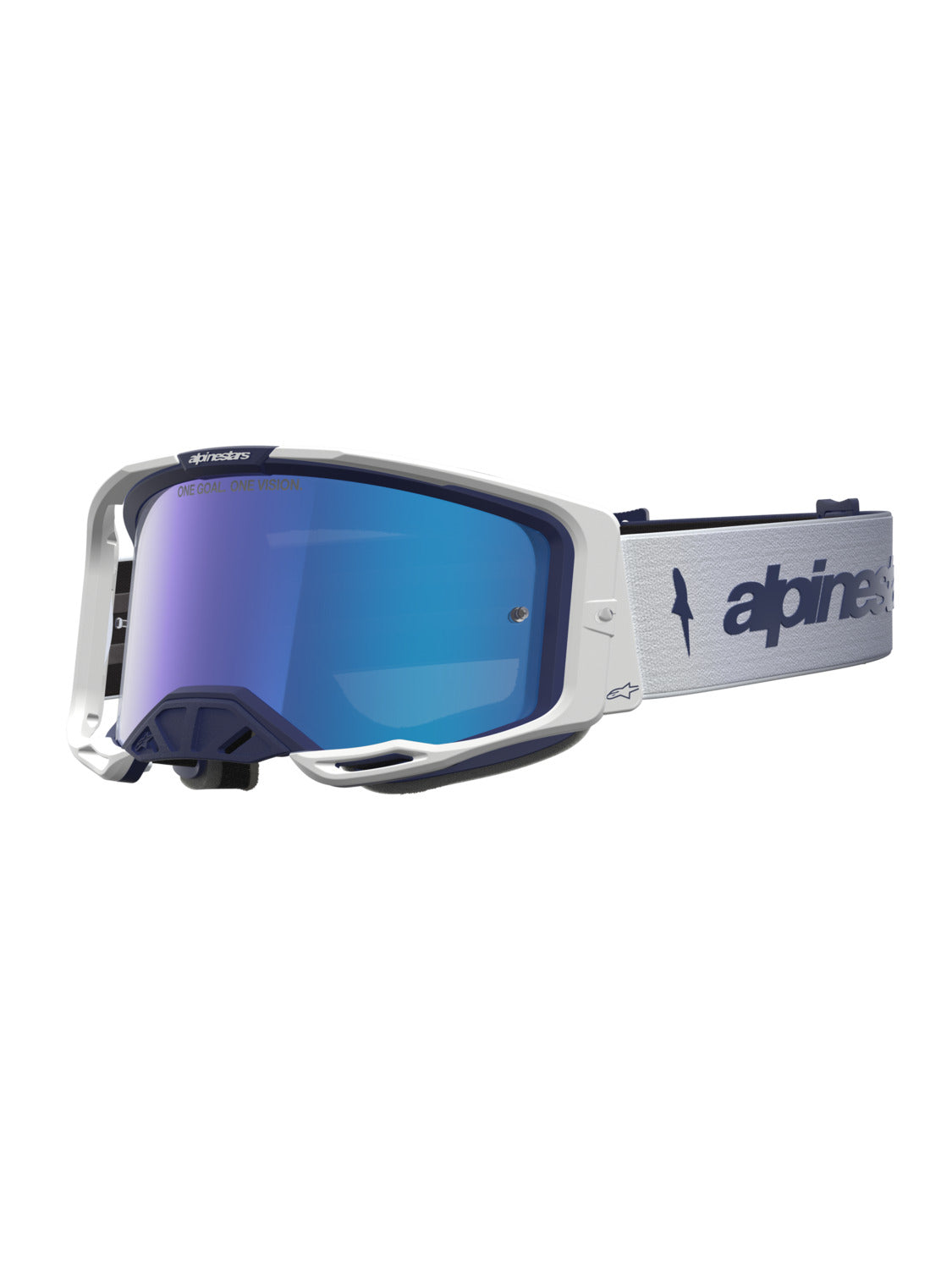 Brýle Alpinestars Vision 8 Amber modrá/bílá, zrcadlové modré plexi