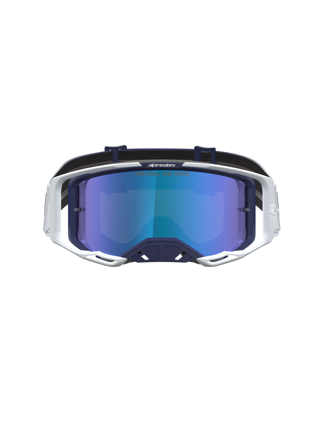 Brýle Alpinestars Vision 8 Amber modrá/bílá, zrcadlové modré plexi