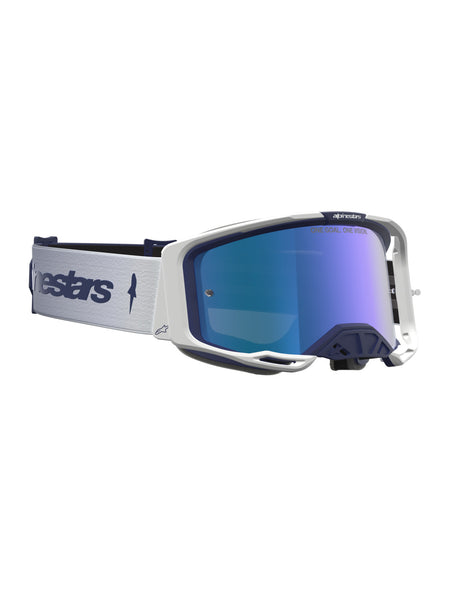 Brýle Alpinestars Vision 8 Amber modrá/bílá, zrcadlové modré plexi