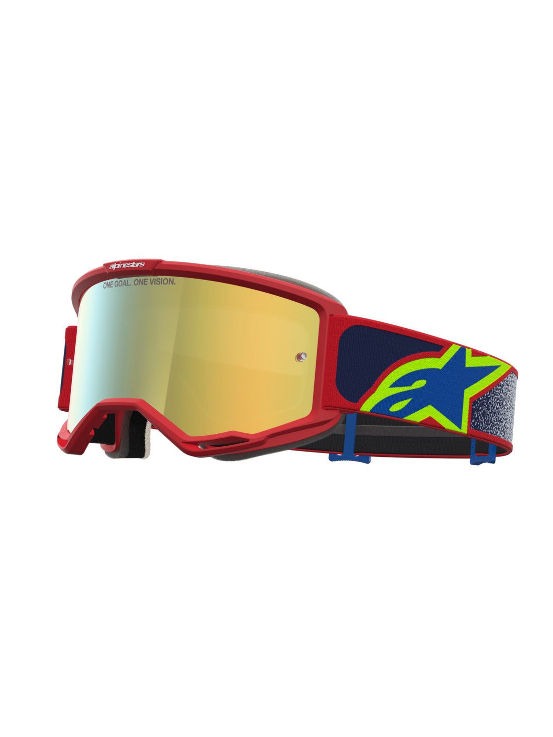 Brýle Alpinestars Vision 5 Drag červená/modrá/žlutá fluo, zrcadlové zlaté plexi