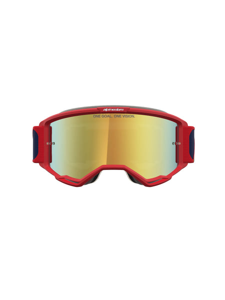 Brýle Alpinestars Vision 5 Drag červená/modrá/žlutá fluo, zrcadlové zlaté plexi