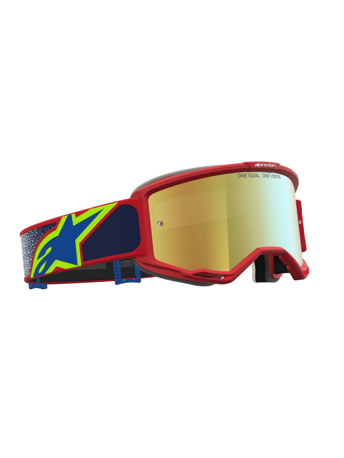 Brýle Alpinestars Vision 5 Drag červená/modrá/žlutá fluo, zrcadlové zlaté plexi