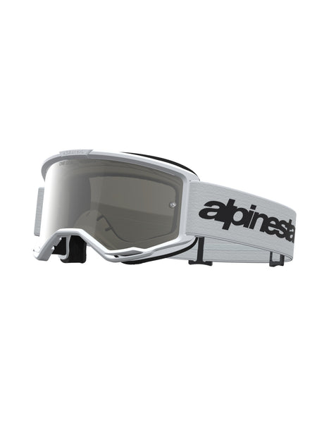 Brýle Alpinestars Vision 3 Wordmark bílá/černá, zrcadlové stříbrné plexi
