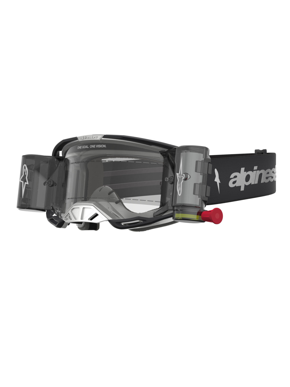 Brýle Alpinestars Vision 8 Amber ROLL-OFF Wide Vision černá/stříbrná, čiré plexi a roll-off systém