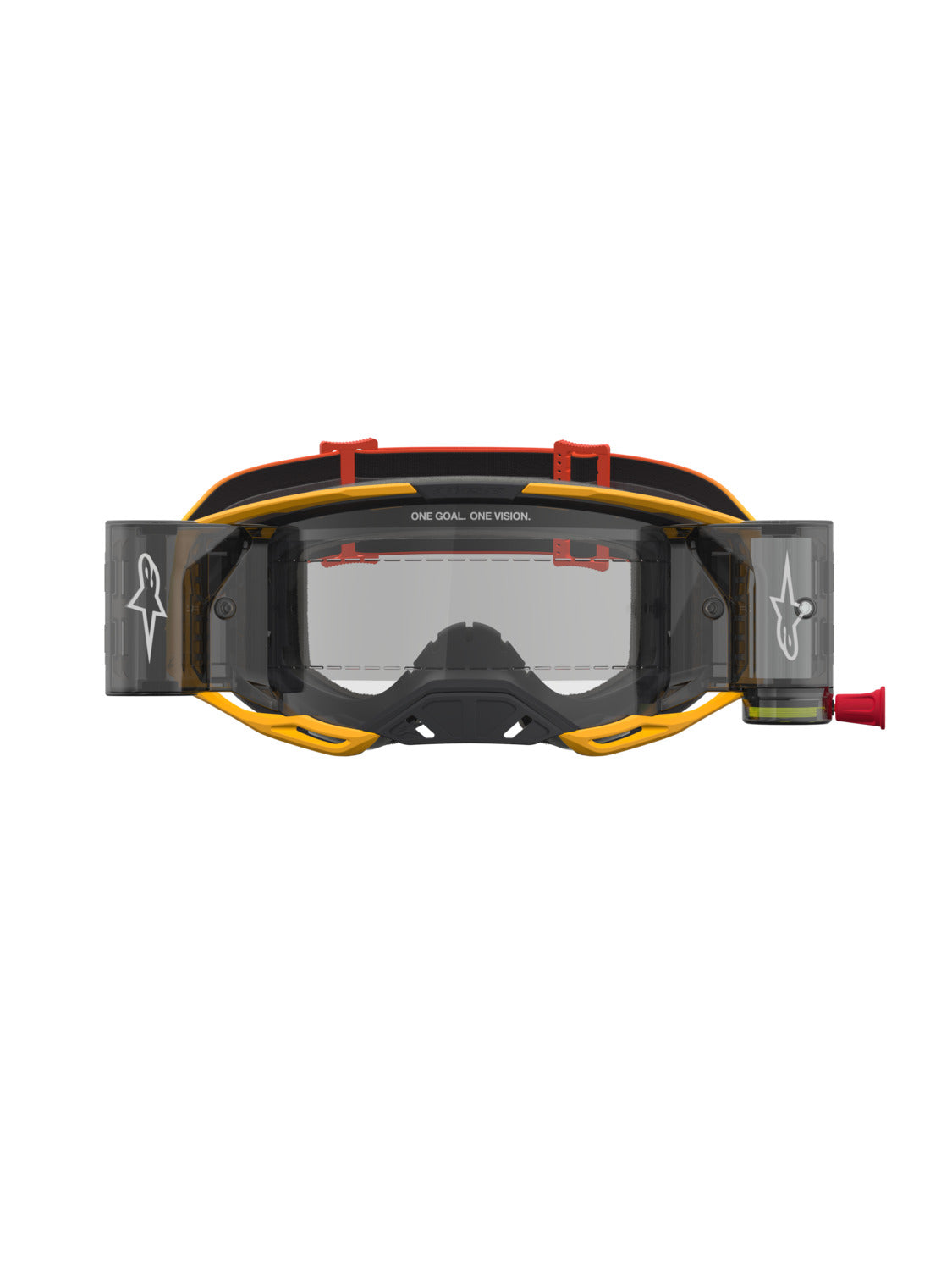 Brýle Alpinestars Vision 8 Amber ROLL-OFF Wide Vision žlutá/červená/černá, čiré plexi a roll-off systém