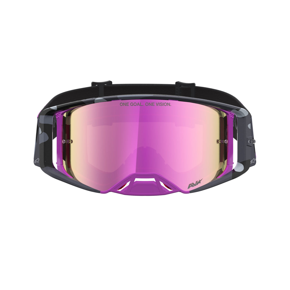 Brýle Alpinestars Supertech limitované edice Lone fialová camo, zrcadlové růžové plexi
