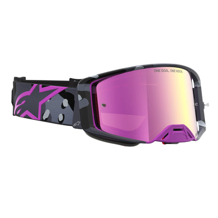 Brýle Alpinestars Supertech limitované edice Lone fialová camo, zrcadlové růžové plexi