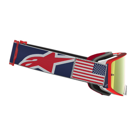 Brýle Alpinestars Supertech limitované edice Fiftyfold modrá/červená/bílá, zrcadlové červené plexi