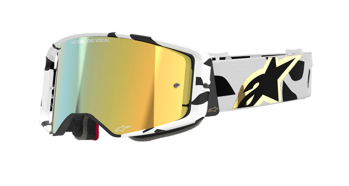 Brýle Alpinestars Supertech Corp bílá/zlatá, zrcadlové zlaté plexi