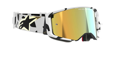 Brýle Alpinestars Supertech Corp bílá/zlatá, zrcadlové zlaté plexi