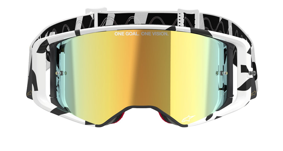 Brýle Alpinestars Supertech Corp bílá/zlatá, zrcadlové zlaté plexi