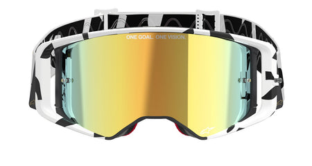 Brýle Alpinestars Supertech Corp bílá/zlatá, zrcadlové zlaté plexi