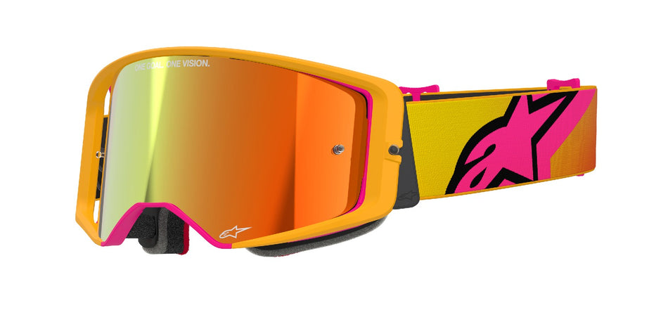Brýle Alpinestars Supertech Corp žlutá/růžová, zrcadlové červené plexi