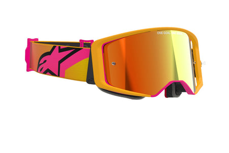 Brýle Alpinestars Supertech Corp žlutá/růžová, zrcadlové červené plexi