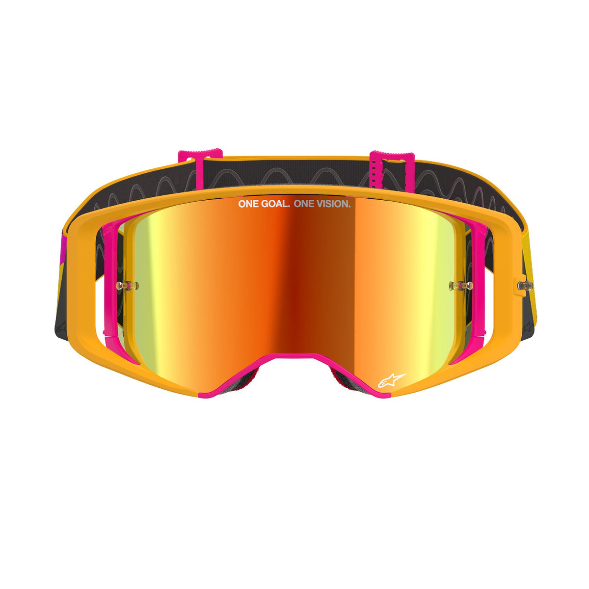 Brýle Alpinestars Supertech Corp žlutá/růžová, zrcadlové červené plexi
