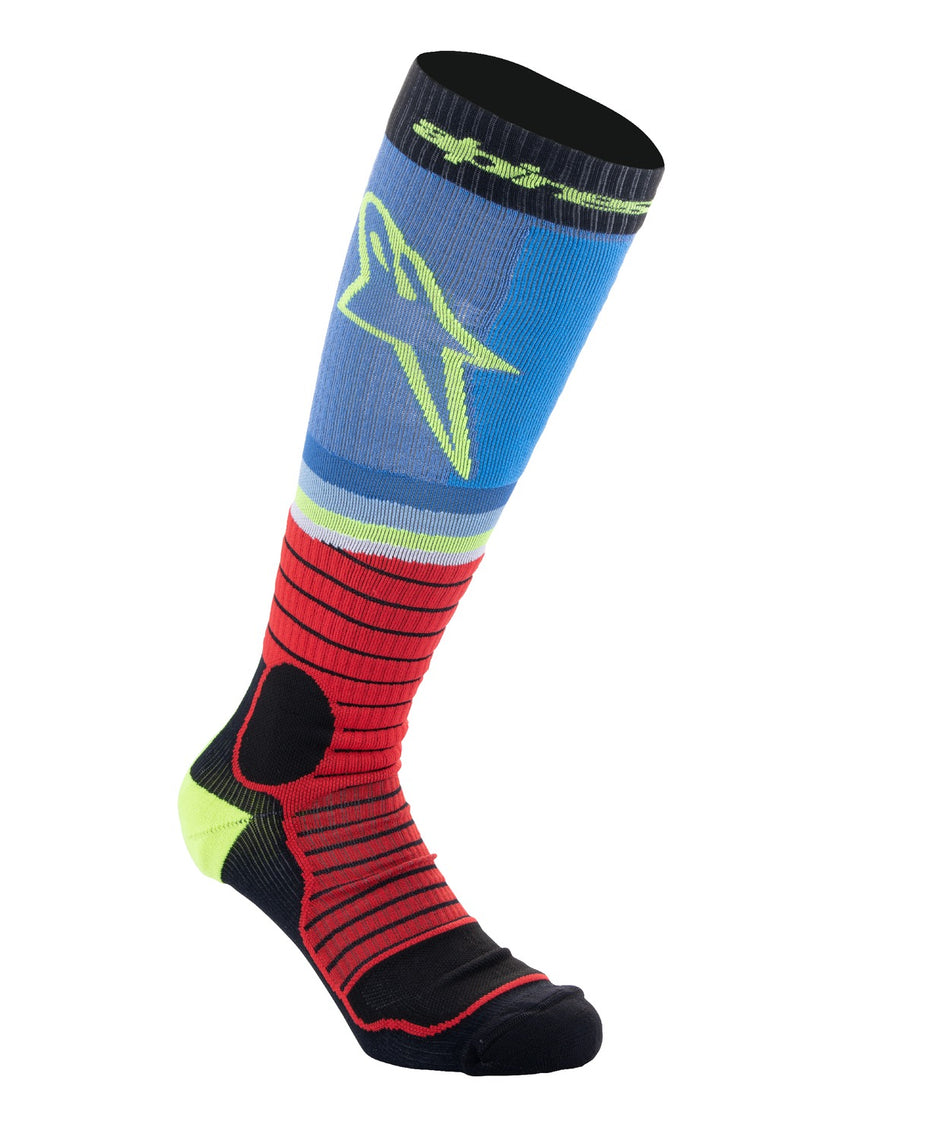 Ponožky Alpinestars MX PRO černá/červená fluo/žlutá fluo/modrá