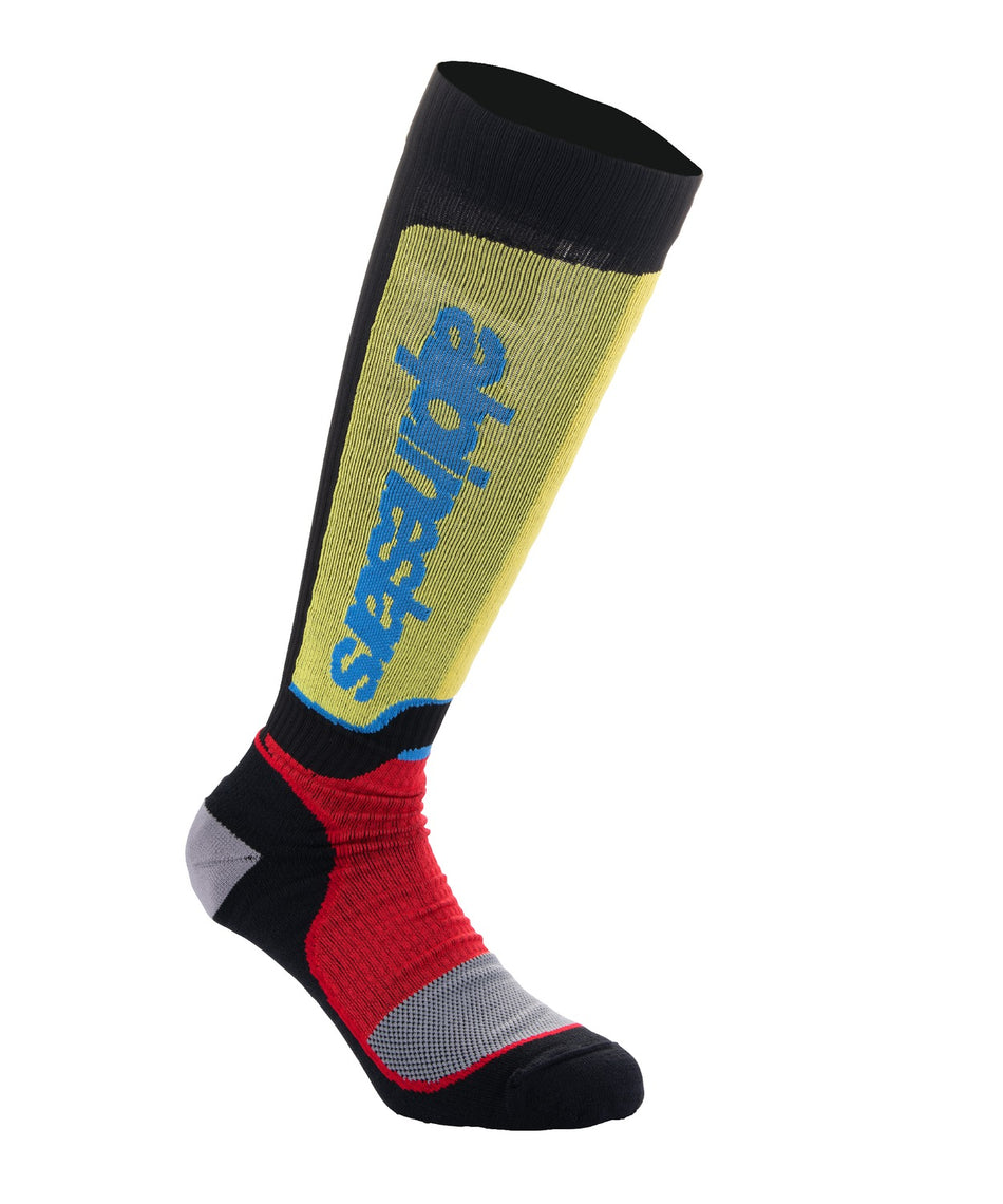 Ponožky Alpinestars MX Plus černá/červená fluo/žlutá fluo/modrá