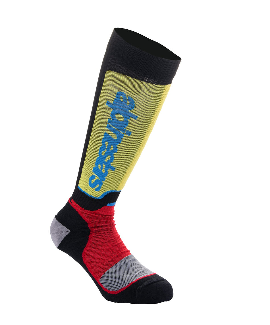 Dětské ponožky Alpinestars MX Plus černá/červená fluo/žlutá fluo/modrá