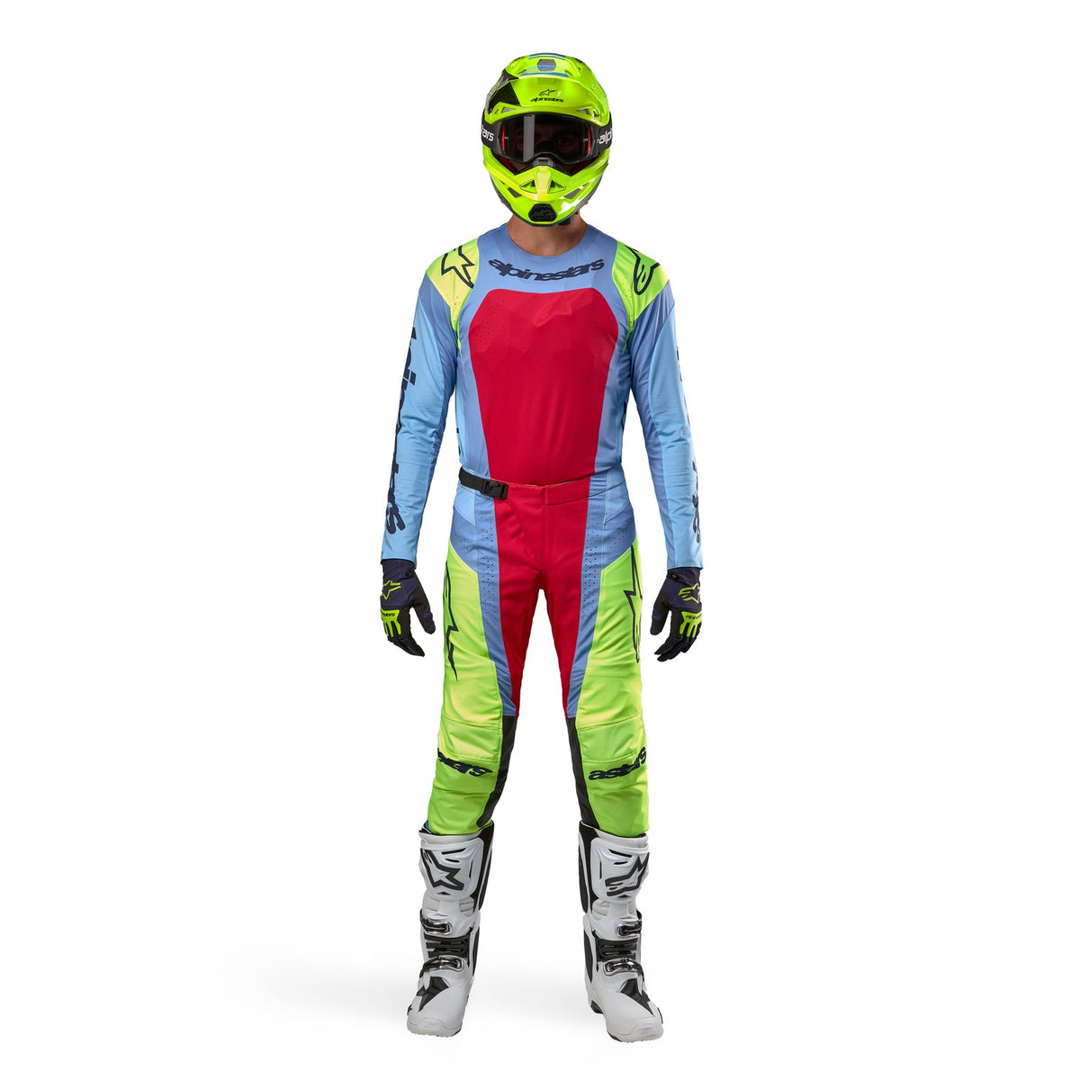 Dres Alpinestars Techstar Ocuri světle modrá/žlutá fluo/červená