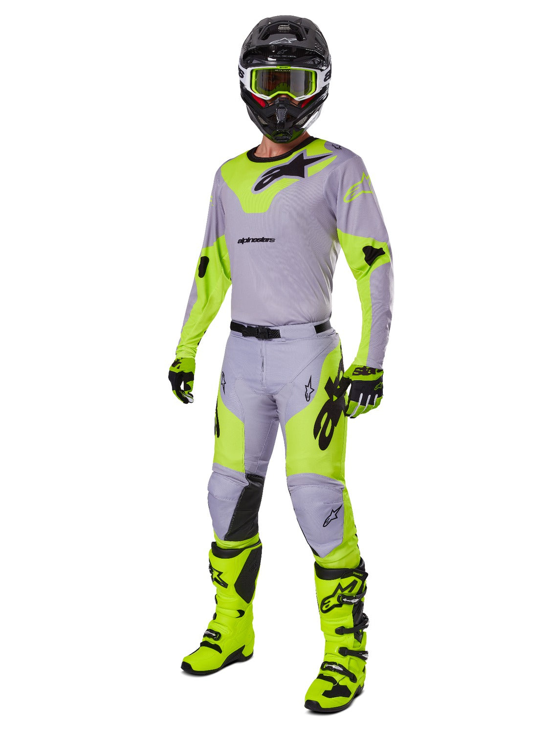 Dres Alpinestars Racer Veil šedá/žlutá fluo