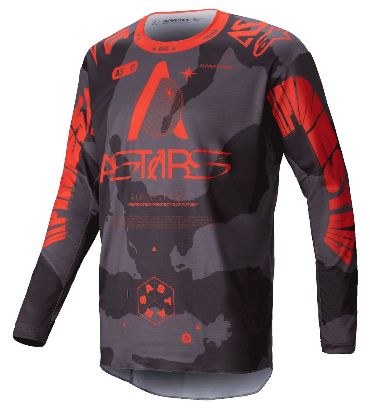 Dres Alpinestars Racer Hollow šedá camo/oranžová fluo