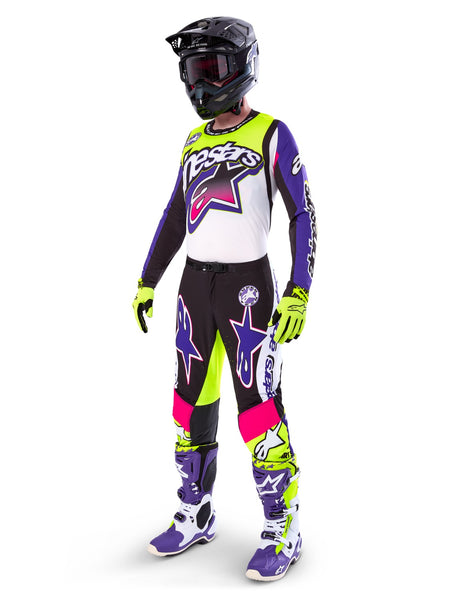 Dres Alpinestars Supertech SX limitovaná edice Dirt Studios bílá/fialová/růžová/žlutá fluo
