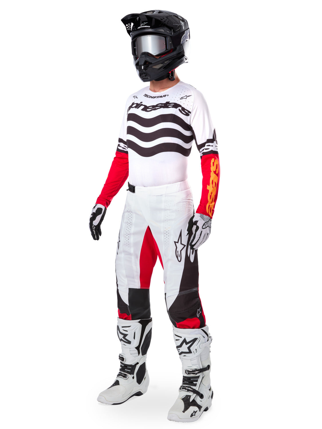 Dres Alpinestars Techstar limitovaná edice Deep černá/bílá/červená fluo/oranžová