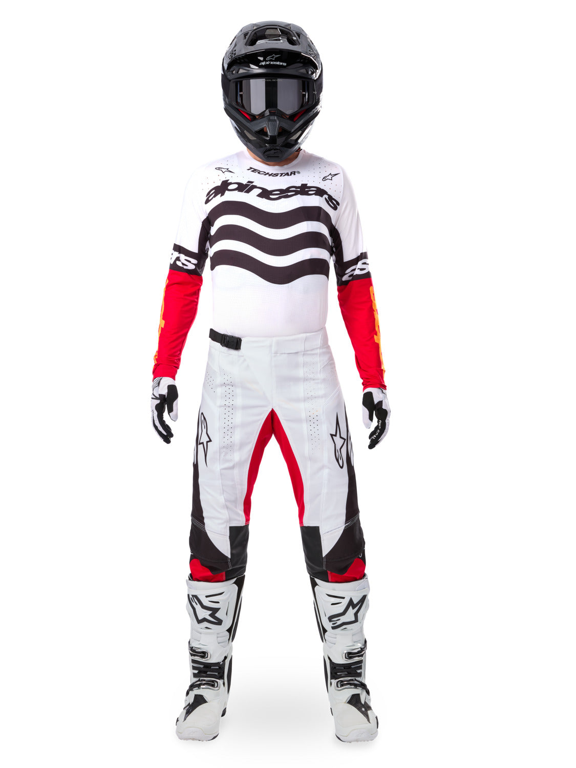 Dres Alpinestars Techstar limitovaná edice Deep černá/bílá/červená fluo/oranžová
